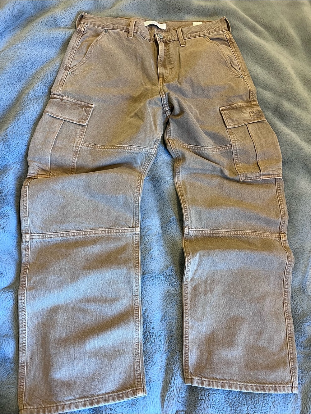 PacSun Men's Tan Cargo Pants with Utility Pockets Baggy Fit 32/30